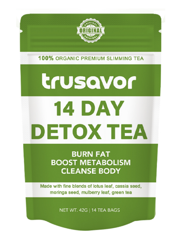 Trusavor 14 Day Detox Tea 100% Organic Tea Burns Fat, Boosts Metabolism Cleanses Body