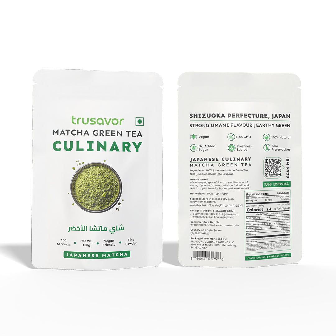 Trusavor Japanese Culinary Matcha Green Tea – Shizuoka Perfection in Every Sip (100GM)