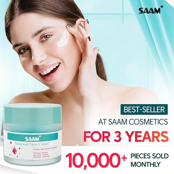 Saam Renewal Face Cream | Melasma, Freckles, Age Spots & Dark Spots | With Alpha Arbutin and Kojic Acid | 50g