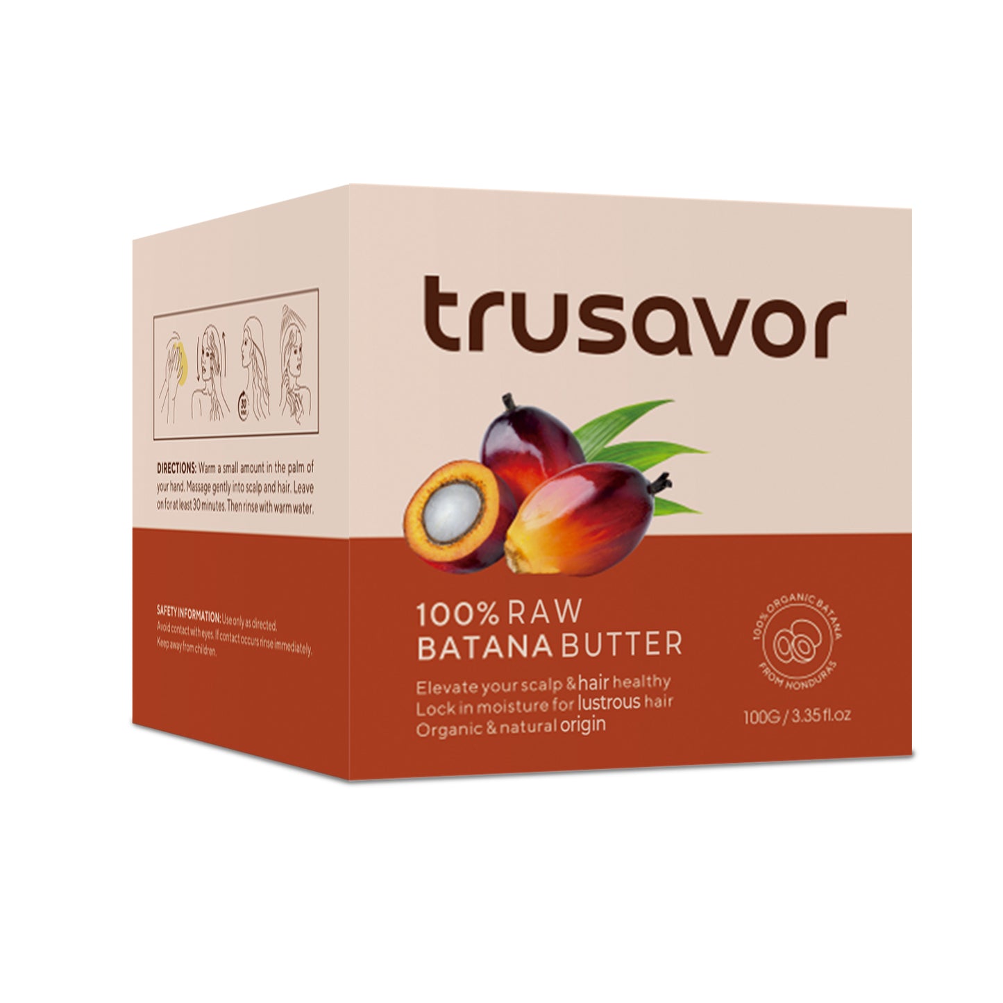 Trusavor 100% Raw Batana Butter, Organic Hair Care Oil Treatment, Natural Moisturizer with Rosemary, 100g/3.35fl.oz