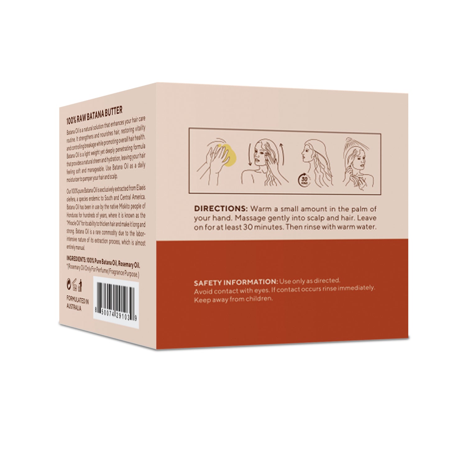 Trusavor 100% Raw Batana Butter, Organic Hair Care Oil Treatment, Natural Moisturizer with Rosemary, 100g/3.35fl.oz