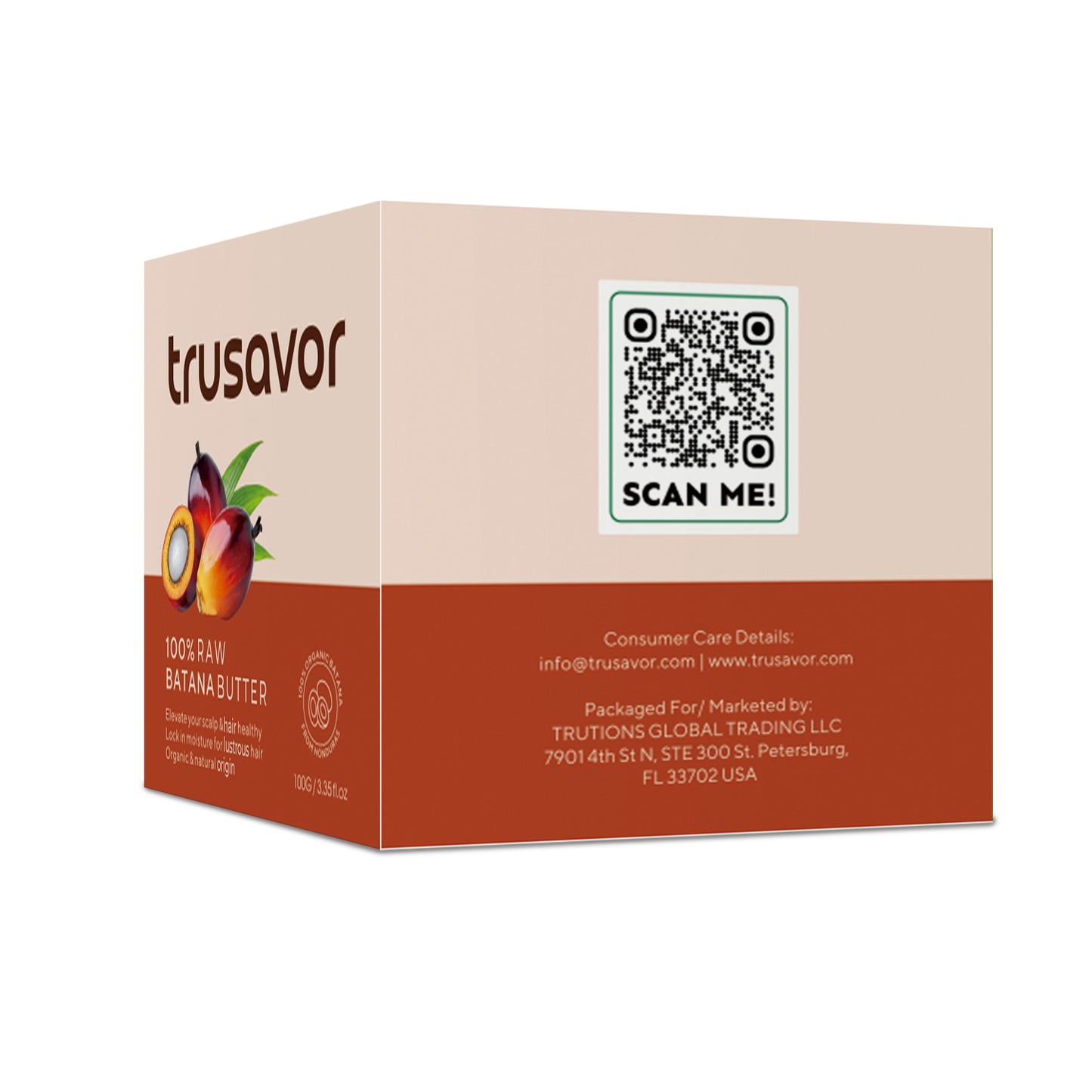 Trusavor 100% Raw Batana Butter, Organic Hair Care Oil Treatment, Natural Moisturizer with Rosemary, 100g/3.35fl.oz