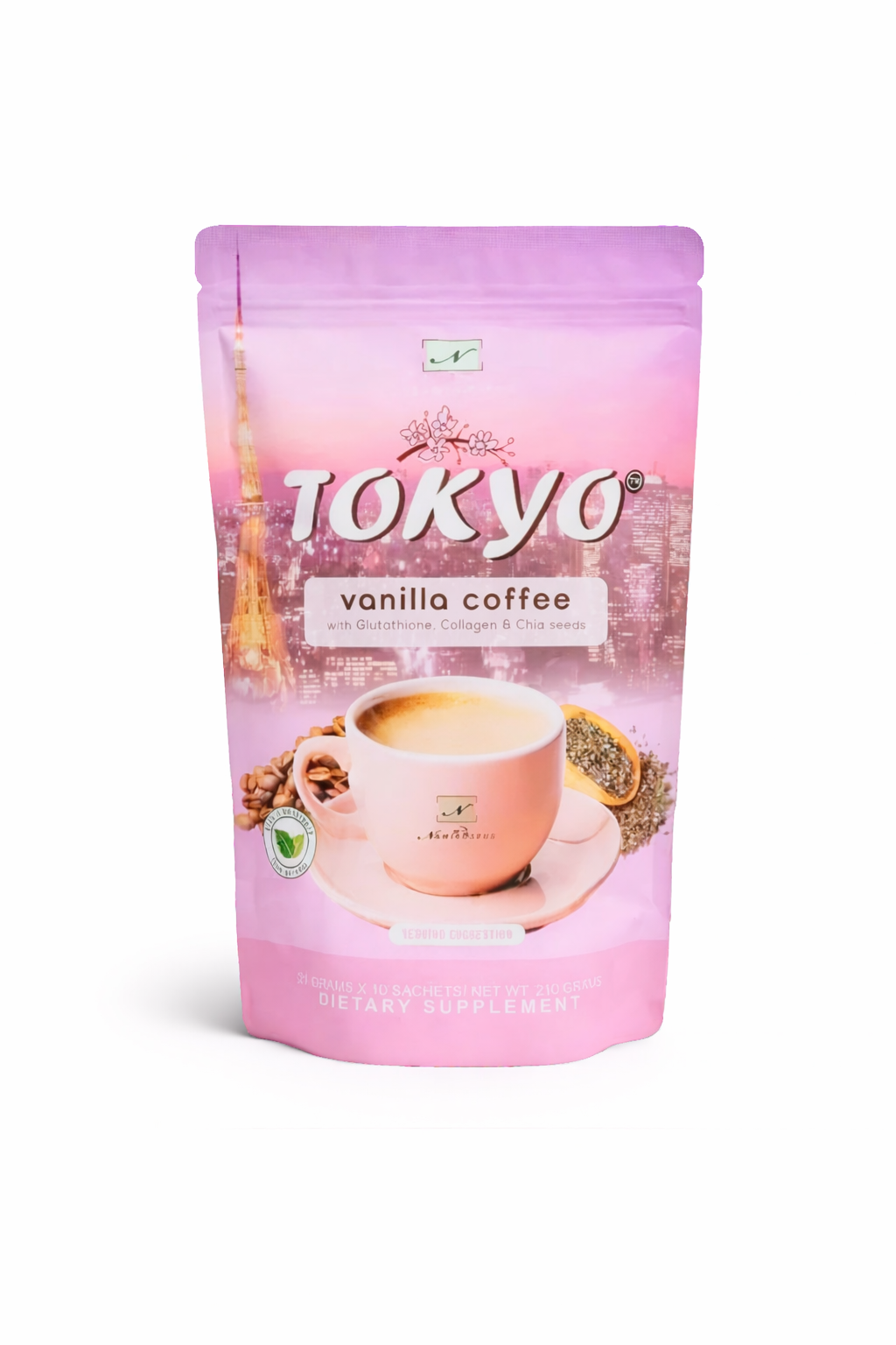 NAMIROSEUS Tokyo Vanilla Coffee With Glutathione, Collagen and Chia Seeds