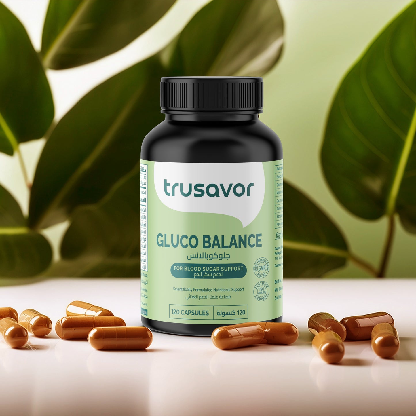 Trusavor Gluco Balance – Blood Sugar Support | 120 Natural Capsules with Amla, Jamun, Aloe Vera, Tulsi & More