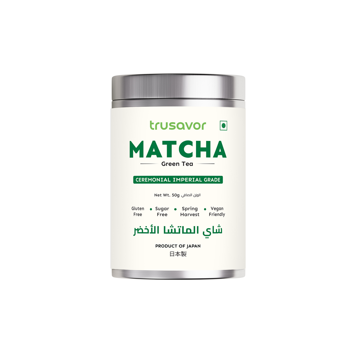 Trusavor Matcha Green Tea Powder – Ceremonial Imperial Grade – 100% Japanese Organic Matcha, Gluten-Free, Sugar-Free, Vegan Friendly – Antioxidant Rich, Spring Harvest, 50g Jar