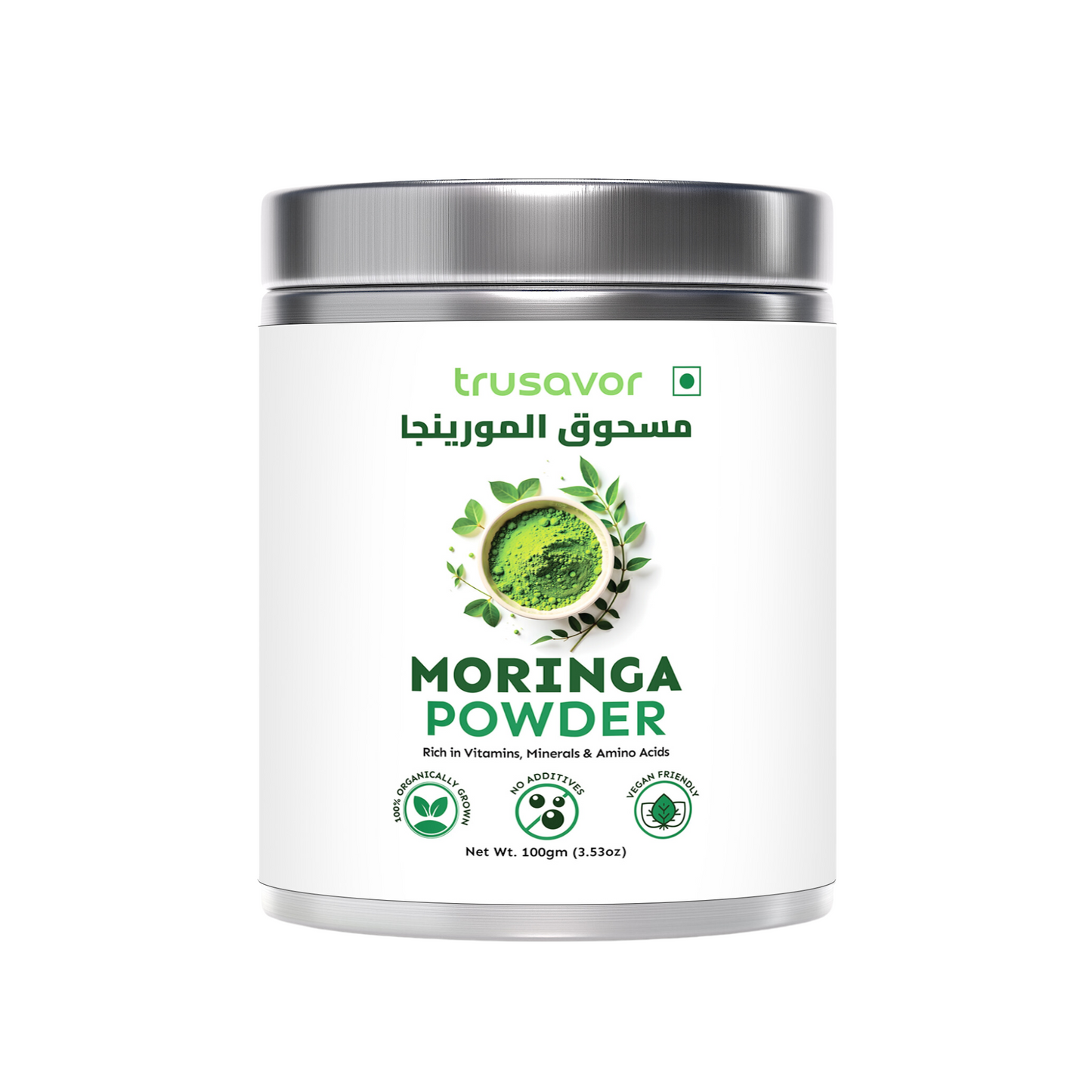 Moringa Powder, 100g, Farm Fresh Natural, Sourced from India , 100% Organic & Pure | Rich in Vitamins, Minerals & Amino Acids |