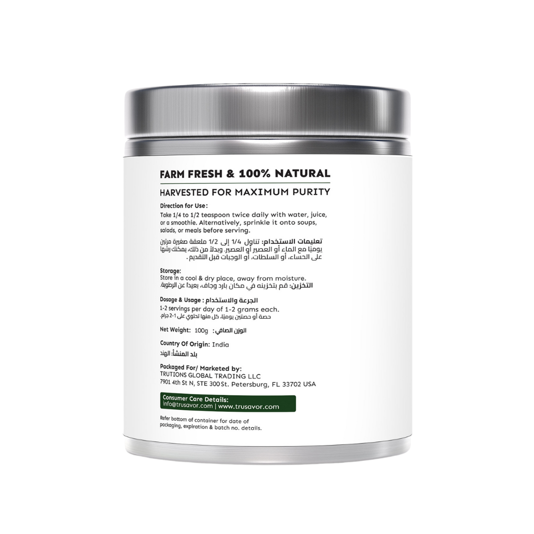 Moringa Powder, 100g, Farm Fresh Natural, Sourced from India , 100% Organic & Pure | Rich in Vitamins, Minerals & Amino Acids |