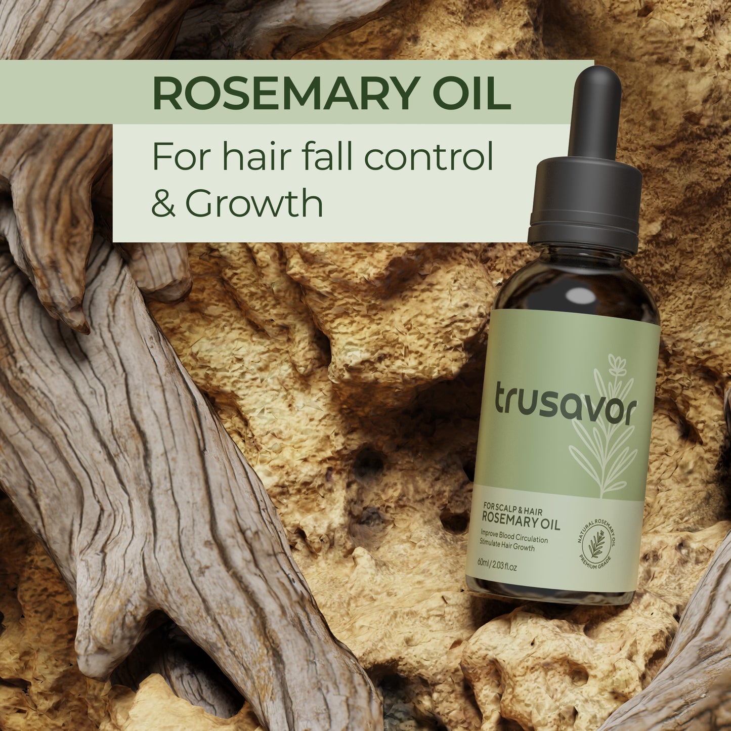Trusavor Rosemary Hair Growth Oil, Natural Scalp Treatment, 60ml/2.03fl.oz, Australian Made, With Essential Oils