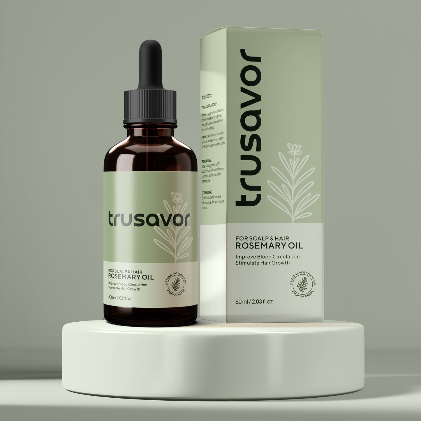 Trusavor Rosemary Hair Growth Oil, Natural Scalp Treatment, 60ml/2.03fl.oz, Australian Made, With Essential Oils