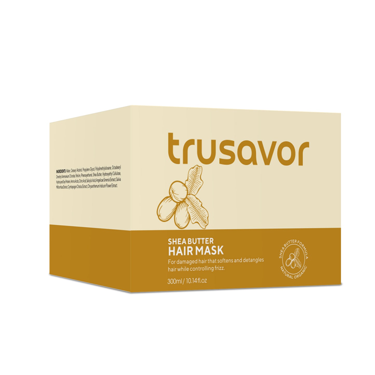 Trusavor Shea Butter Hair Mask, Nourishing Treatment for Damaged Hair, Frizz Control, 300ml