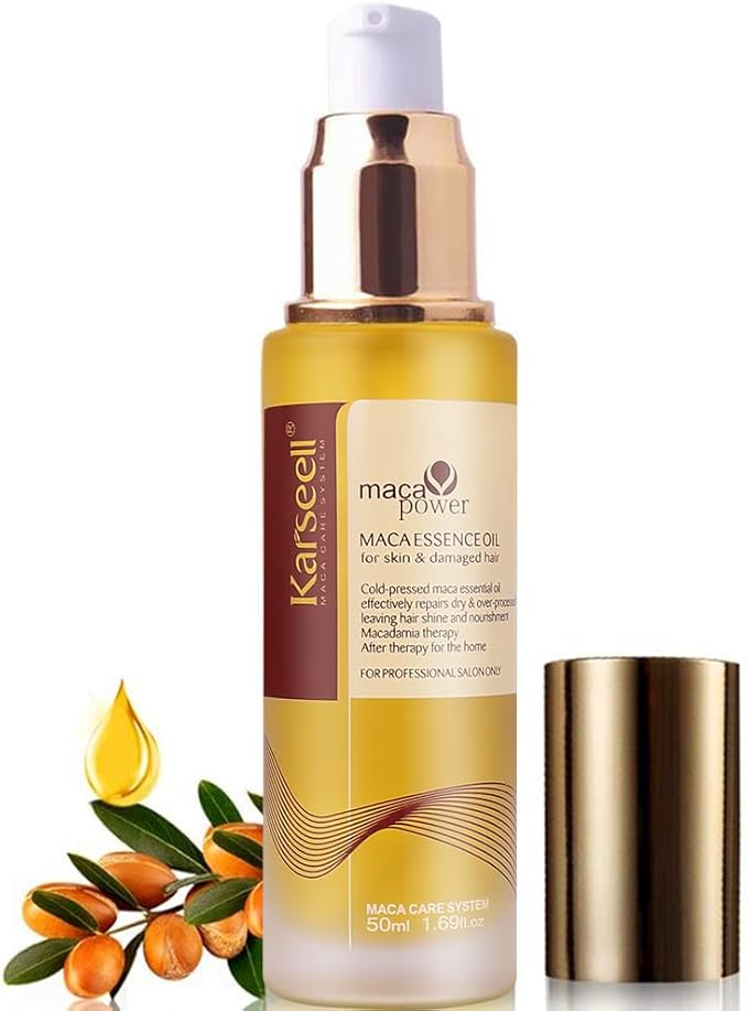 Karseell Maca Essence Oil Moroccan Argan Oil for Hair Healing Cold Pressed Weightless Argan Oil Hair Serum for Dry Damaged Hair 50ml