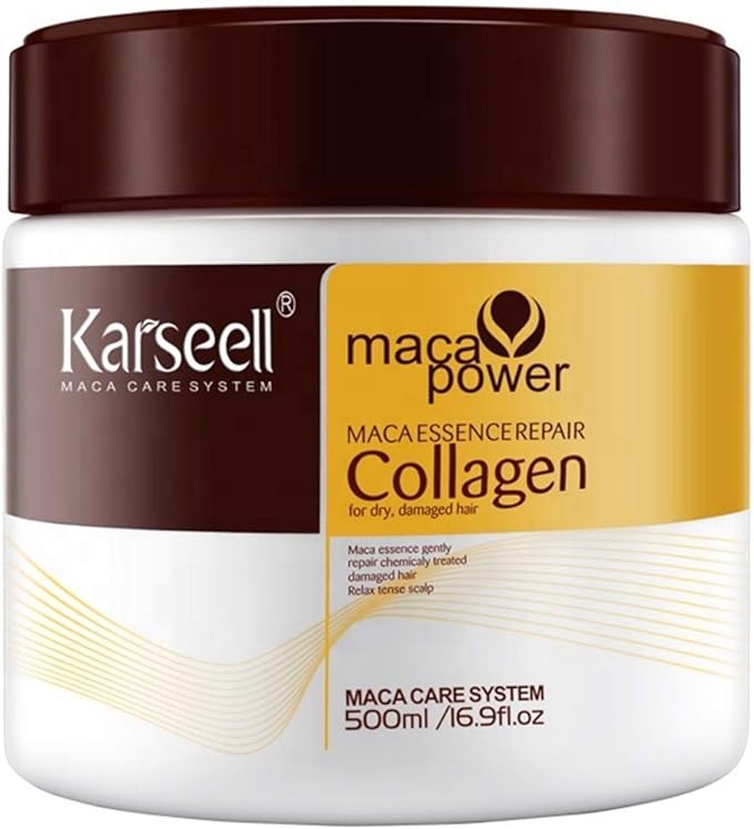 Karseell Collagen Hair Treatment Deep Repair Conditioning Argan Oil Collagen Hair Mask Essence for Dry Damaged Hair All Hair Types 16.90 oz 500ml
