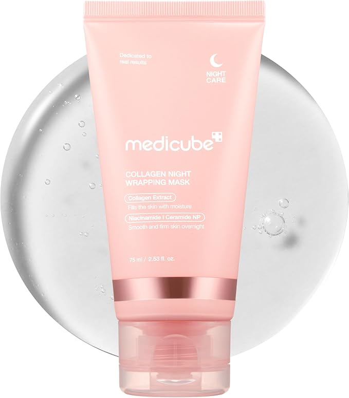 Medicube Collagen Overnight Wrapping Peel Off Facial Mask Pack - Elasticity & Hydration Care, Reduces Sagging & Dullness - Hydrolyzed Collagen For Glowing Skin - Korean Skin Care, 2.53 fl.oz