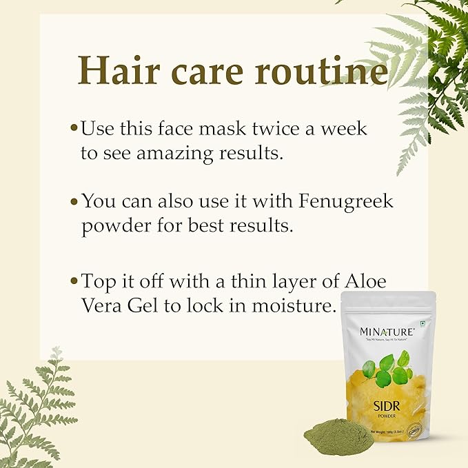 Sidr Powder by mi nature | 227g ( 8oz) (0.5 lb ) | Sidr leaves Powder for hair | Natural Hair conditioner | Natural source of mucilages and saponins | Natural hair cleanser