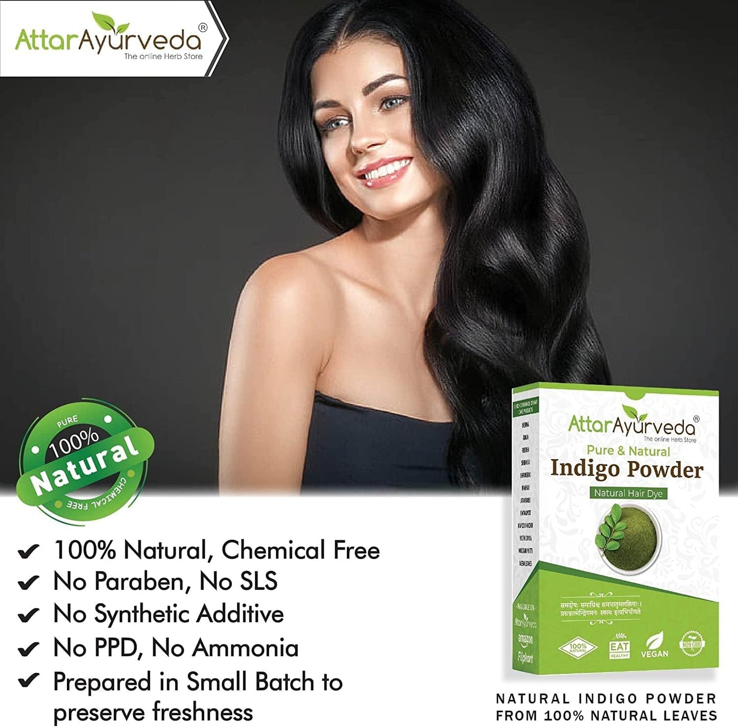 Attar Ayurveda Indigo Powder for black Hair (200 grams)