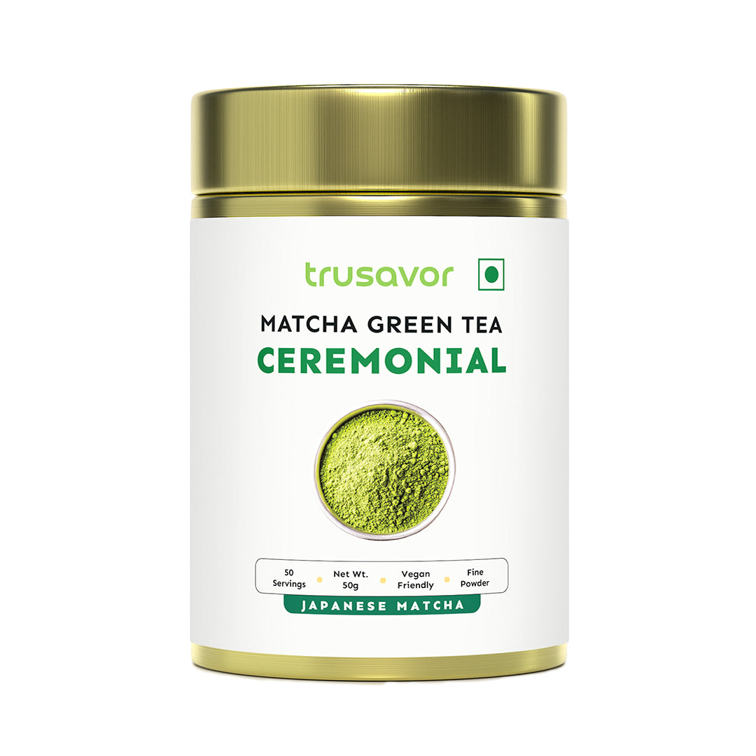 Trusavor Japanese Ceremonial Matcha Green Tea, 50g, Vegan, Non-GMO, From Shizuoka Japan , Deep Umami Flavour