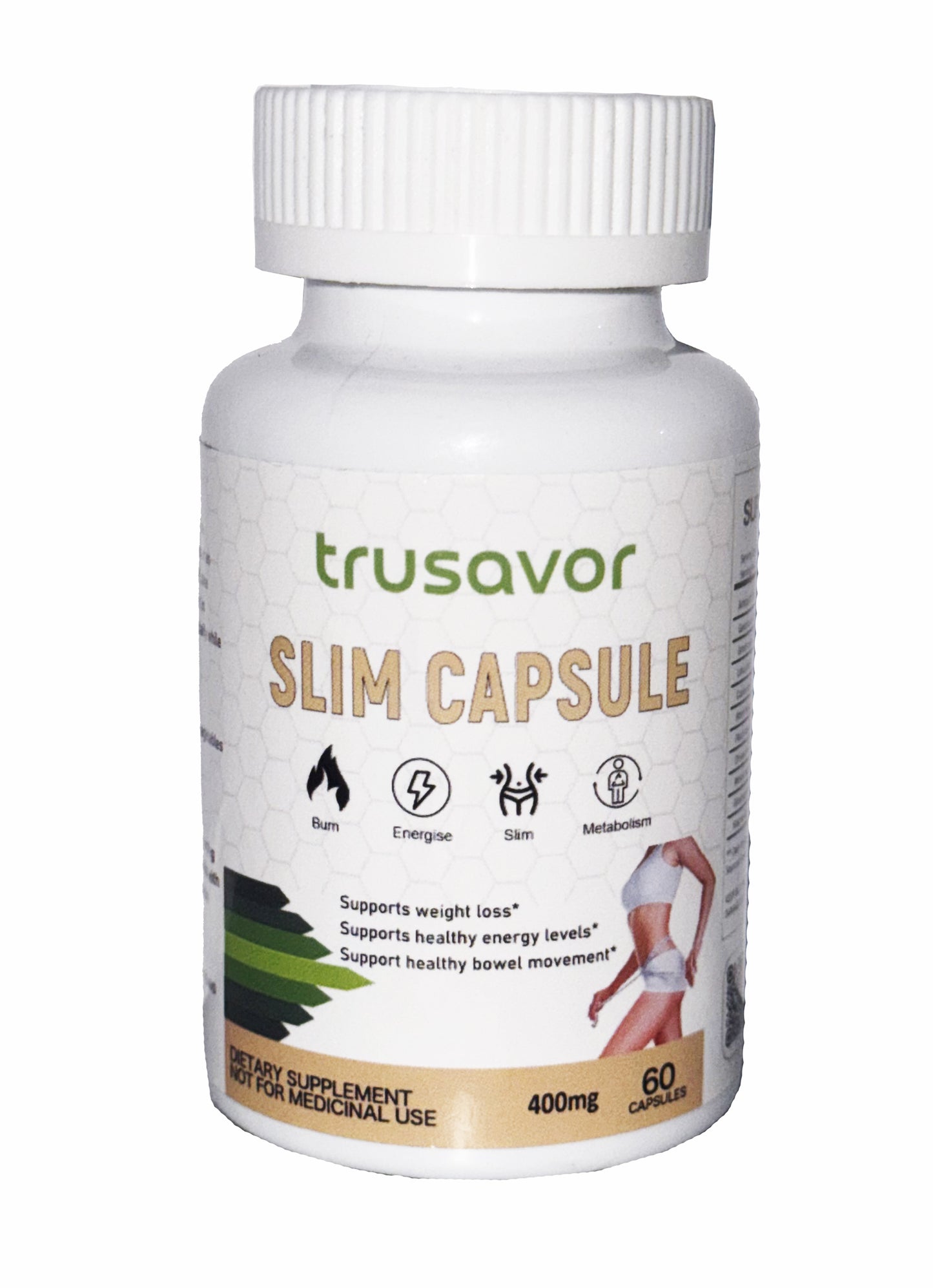 Trusavor Slim Capsule - Natural Weight Loss Supplement | Supports Fat Burn, Energy & Metabolism | 60 Capsules (400mg)