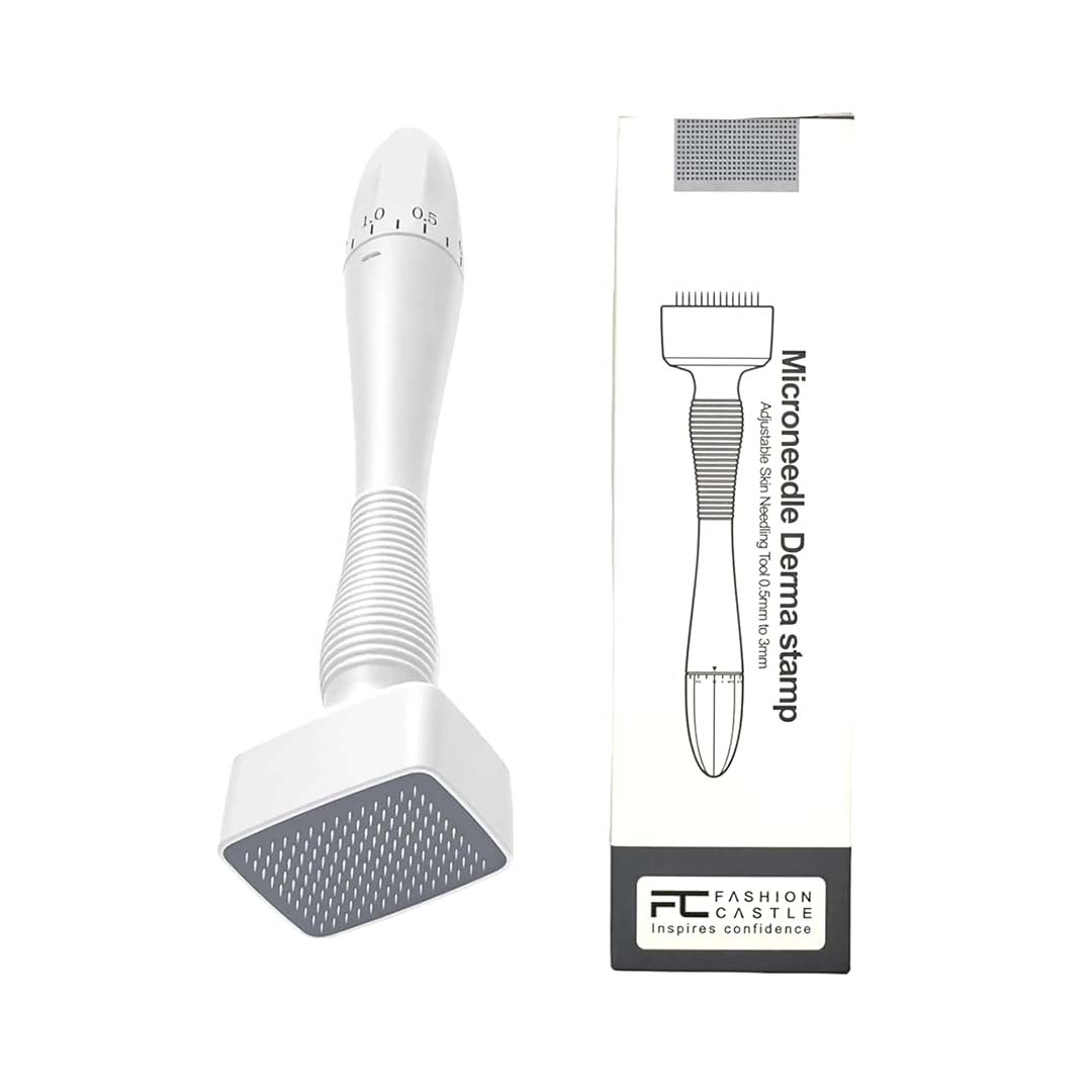 Adjustable Microneedle Derma Stamp 140 Titanium Pins for Face Body Skin Care and Hair Growth Men and Women