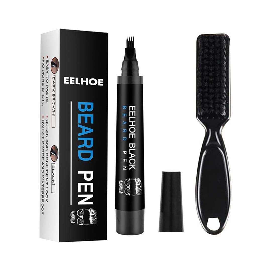 Beard Filler Pencil Kit - Beard Shaping Filler Pen - Barber Pencil with Comb and Brush Waterproof Proof & Sweat Proof, Long Lasting Solution(Black-Classic)