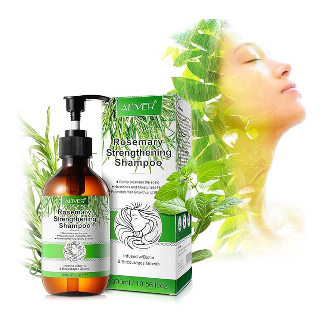 ALIVER Rosemary & Mint Biotin Shampoo Hair Growth 10.56 Oz (300ml), Moisture, Strenthen and Thicken Hair, Anti Dandruff