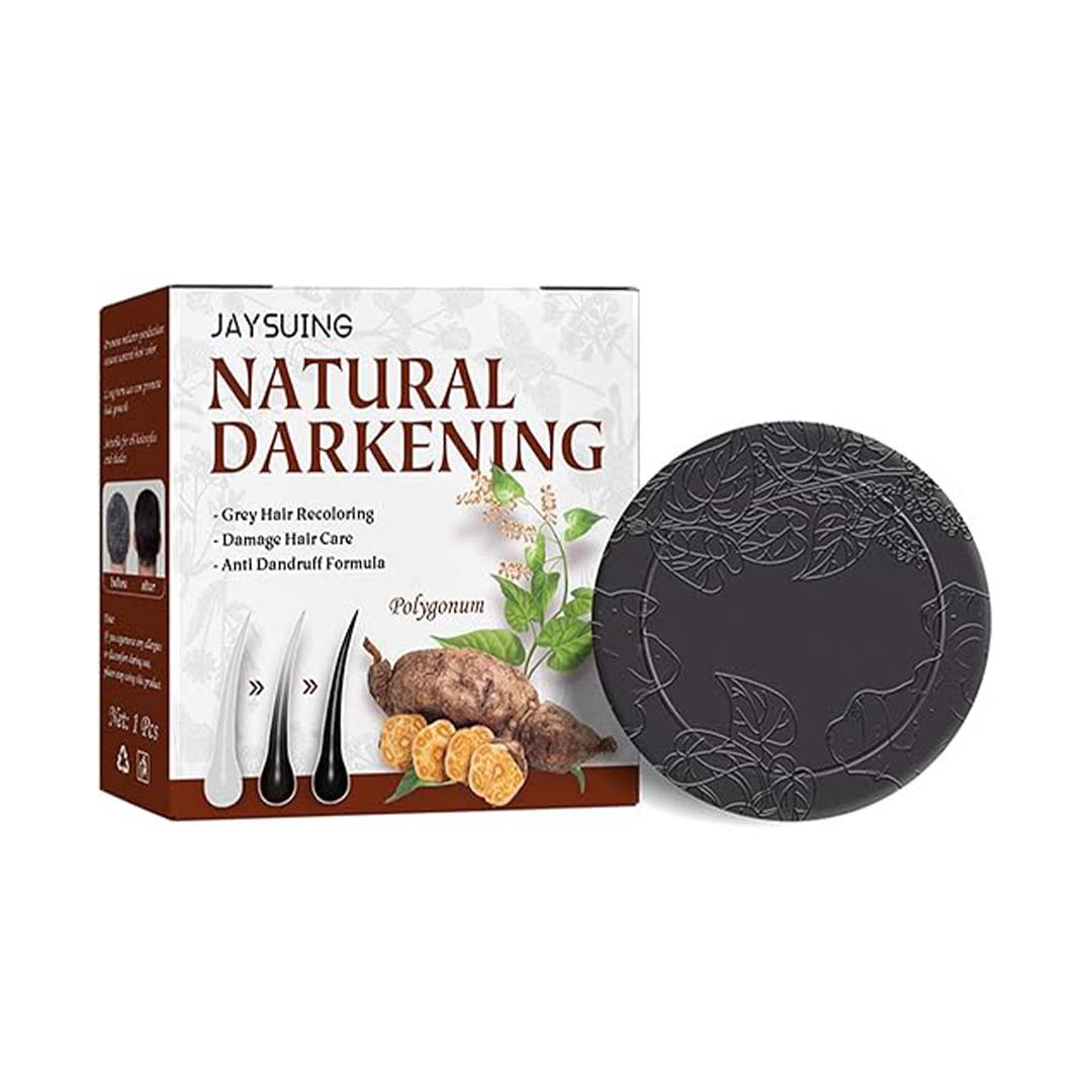 Jaysuing Polygonum Multiflorum Shampoo Soap Natural Darkening Grey Hair Recoloring Damage Hair Care