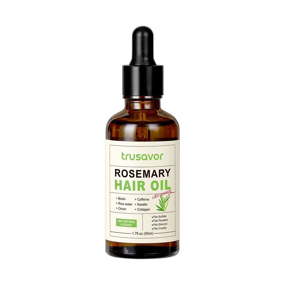 Trusavor Rosemary Hair Oil - 50ml 100% Natural &amp; Vegan | Strengthens Hair | Stimulates Growth