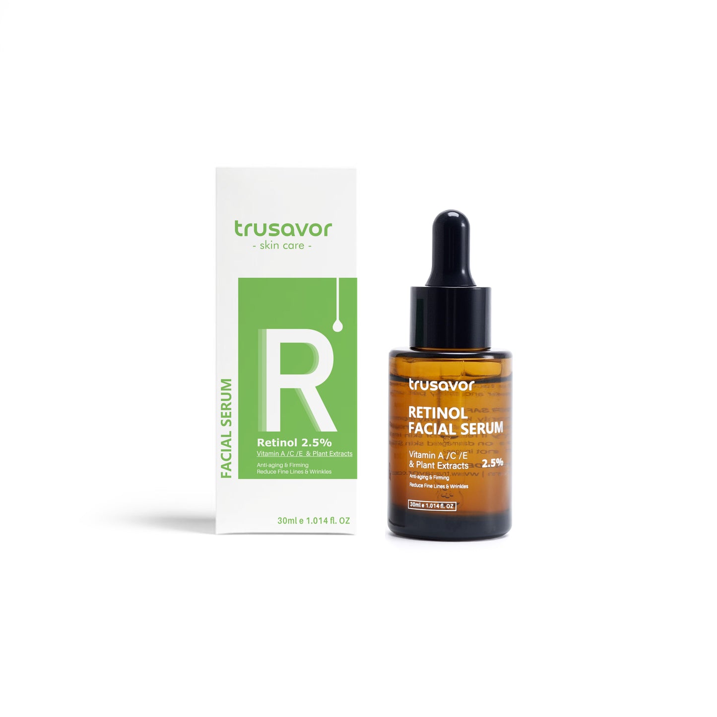Trusavor Retinol Facial Serum, 2.5% with Vitamin A/C/E and Plant Extracts, 30ml