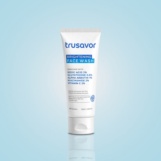 Trusavor 2% Kojic Acid Brightening Face Wash | Glutathione, Niacinamide, Alpha Arbutin & Vitamin C | SLS-Free Deep Cleansing | Fades Dark Spots & Dullness | For Women & Men | All Skin Types | 100 ml