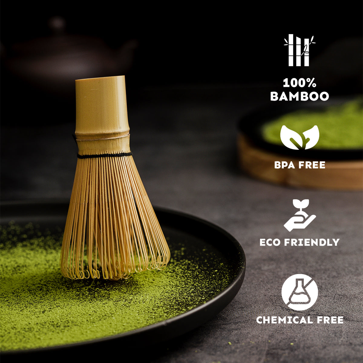 Trusavor Matcha Whisk Set, Traditional Bamboo Chasen with Stand and Scoop, Green and Natural, Manual Tea Preparation Kit