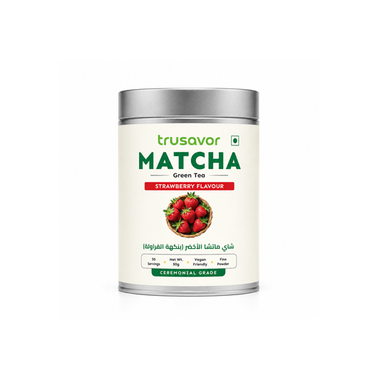 Trusavor Matcha Green Tea Powder Strawberry Flavour 50g Jar | Premium Japanese Matcha from Shizuoka District