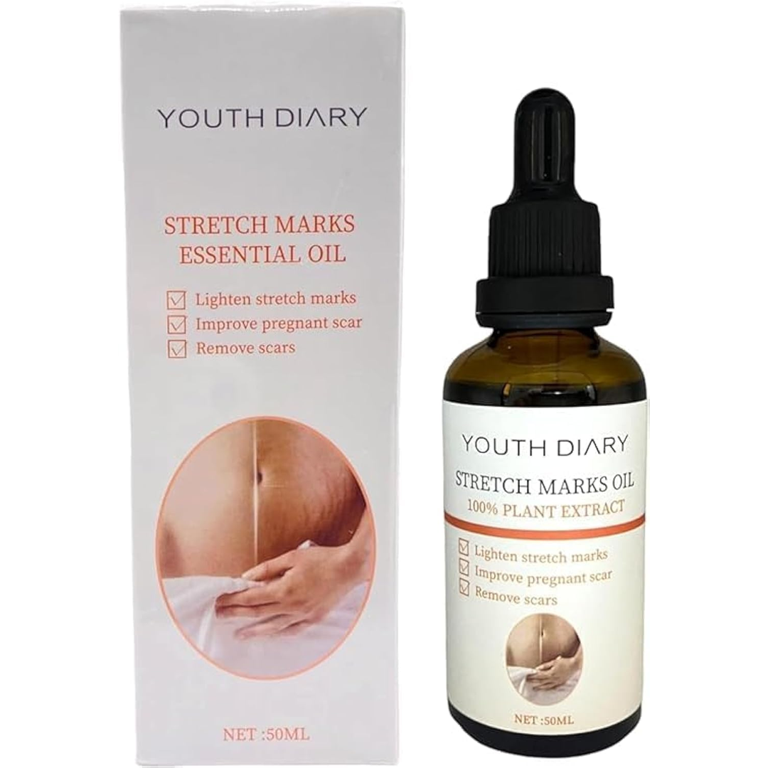 Youth Diary Stretch Marks Remover Essential Oil - 100% Natural Pure Plant Extract 50ML- Improve the Appearance of Scars, Stretch Marks and Skin Tone