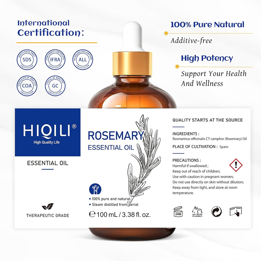 Pure Rosemary Oil for Hair Growth Undiluted Rosemary Essential Oil for Skin and Nail Care