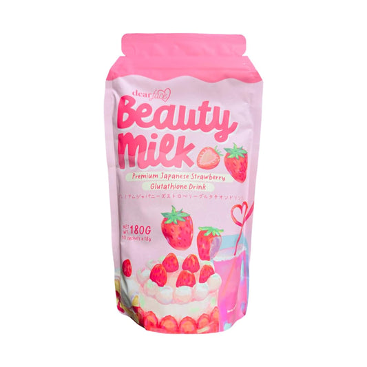 Dear Face Beauty Milk Japanese Collagen Strawberry Drink 50,000mg Hydrolyzed Collagen, 6.3 Ounce (Pack of 1)