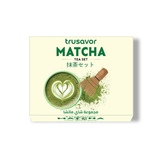 Trusavor Traditional Matcha Tea Set, Green Ceramic Bowl and Whisk, Complete Kit with Bamboo Tools for Hot and Iced Matcha Preparation