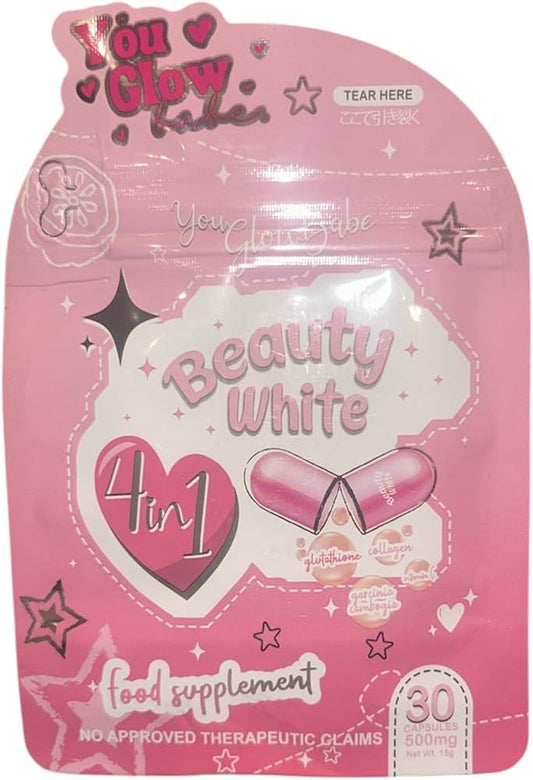 You Glow Babe Beauty White 4 In 1 With Glutathione Hydrolyzed Collagen Vitamin,Food Supplement 30 Capsules