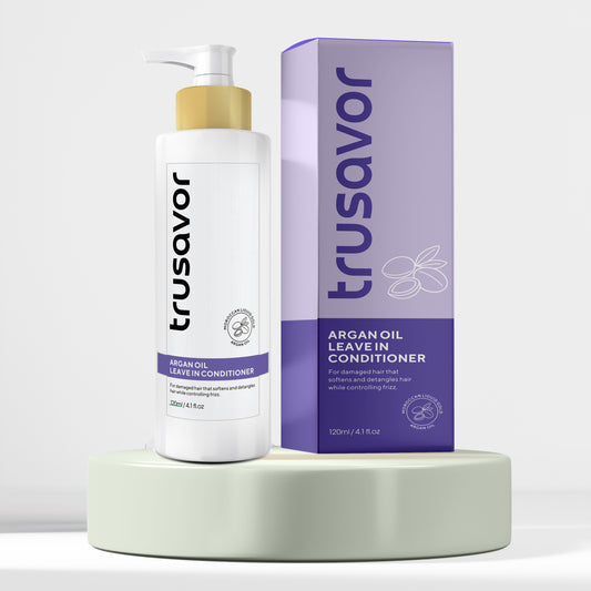 Trusavor Argan Oil Leave-in Conditioner, Anti-Hair Fall Formula, White, 120ml/4.1fl.oz, Clinically Tested, For All Hair Types