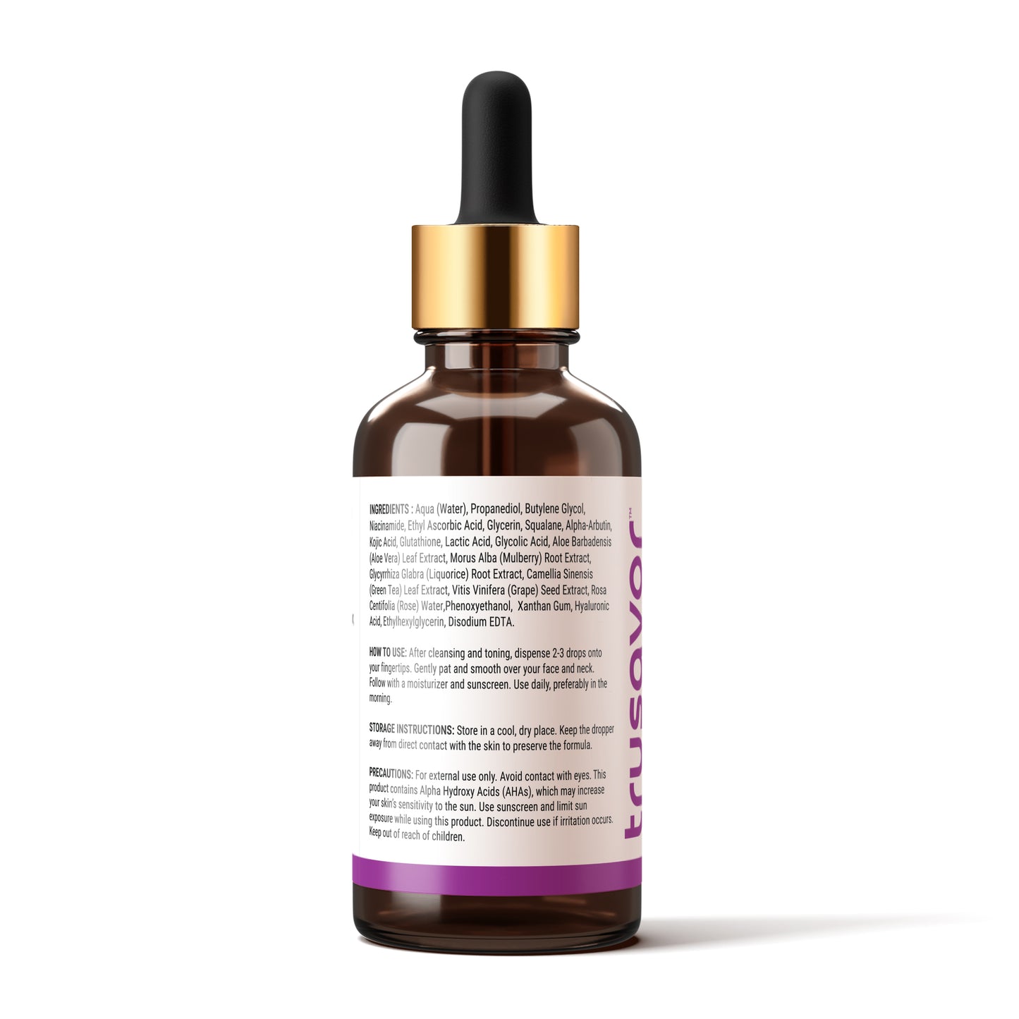 Trusavor Brightening Face Serum | Kojic Acid, Glutathione, Alpha Arbutin & Vitamin C | Hyaluronic Acid & Squalane | Fades Dark Spots & Hyperpigmentation | Lightweight | For Women & Men | 30 ml