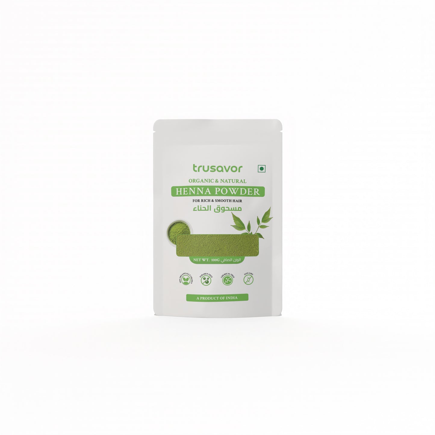 Trusavor Organic & Natural Henna Powder for Hair – 100g | Pure Herbal Mehndi for Hair Coloring, Hair Growth & Dandruff Control | Chemical-Free | Made in India