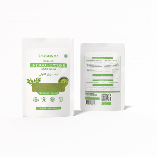 Trusavor Organic Indigo Powder for Hair – 100g | Natural Hair Dye | Chemical-Free, Ammonia-Free, 100% Pure & Herbal | Hair Color for Men & Women – Made in India