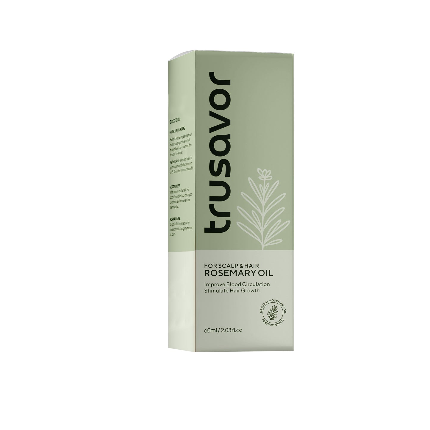 Trusavor Rosemary Hair Growth Oil, Natural Scalp Treatment, 60ml/2.03fl.oz, Australian Made, With Essential Oils