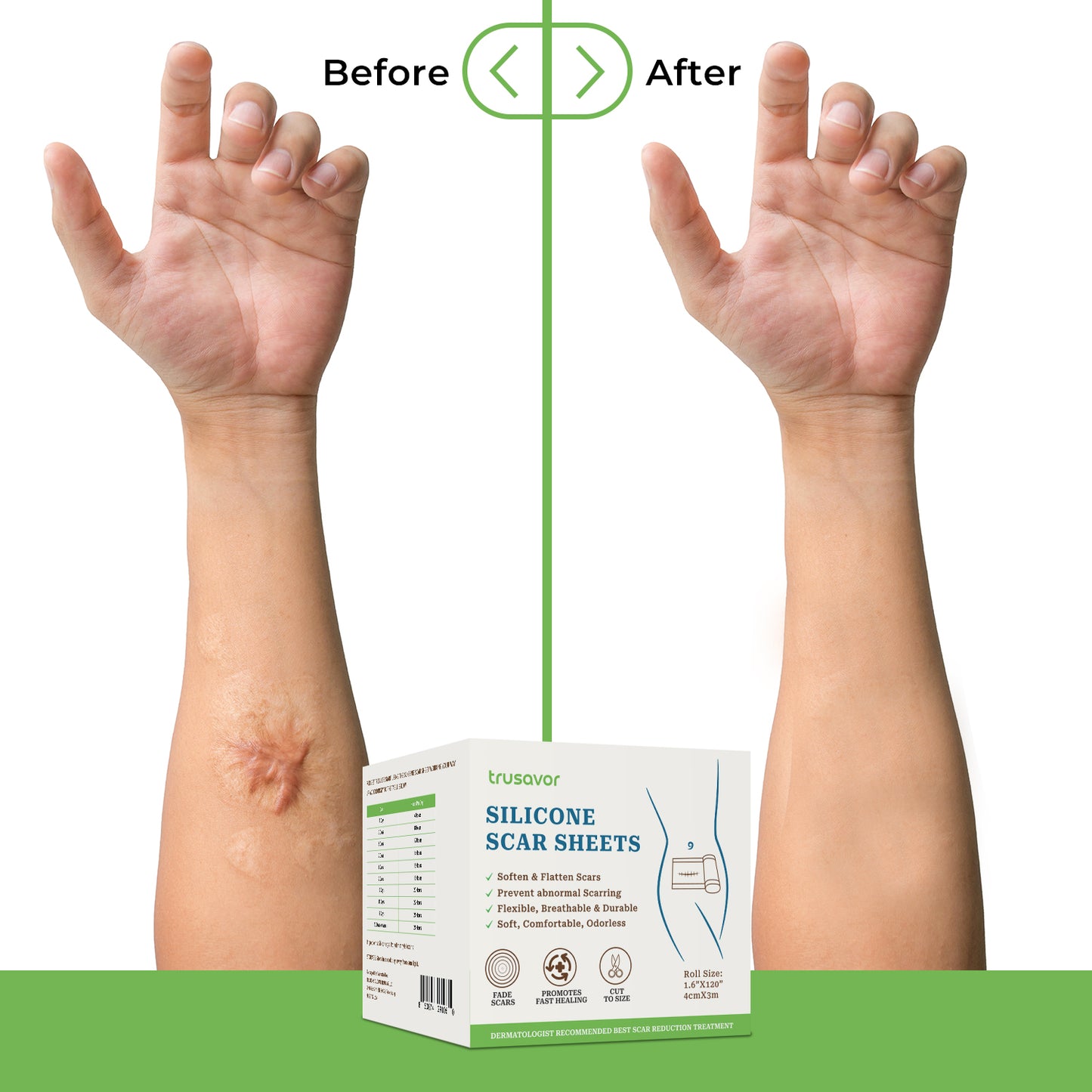 Trusavor Silicone Scar Sheets – Reusable, Breathable & Pain-Relieving Tape for Scar Treatment