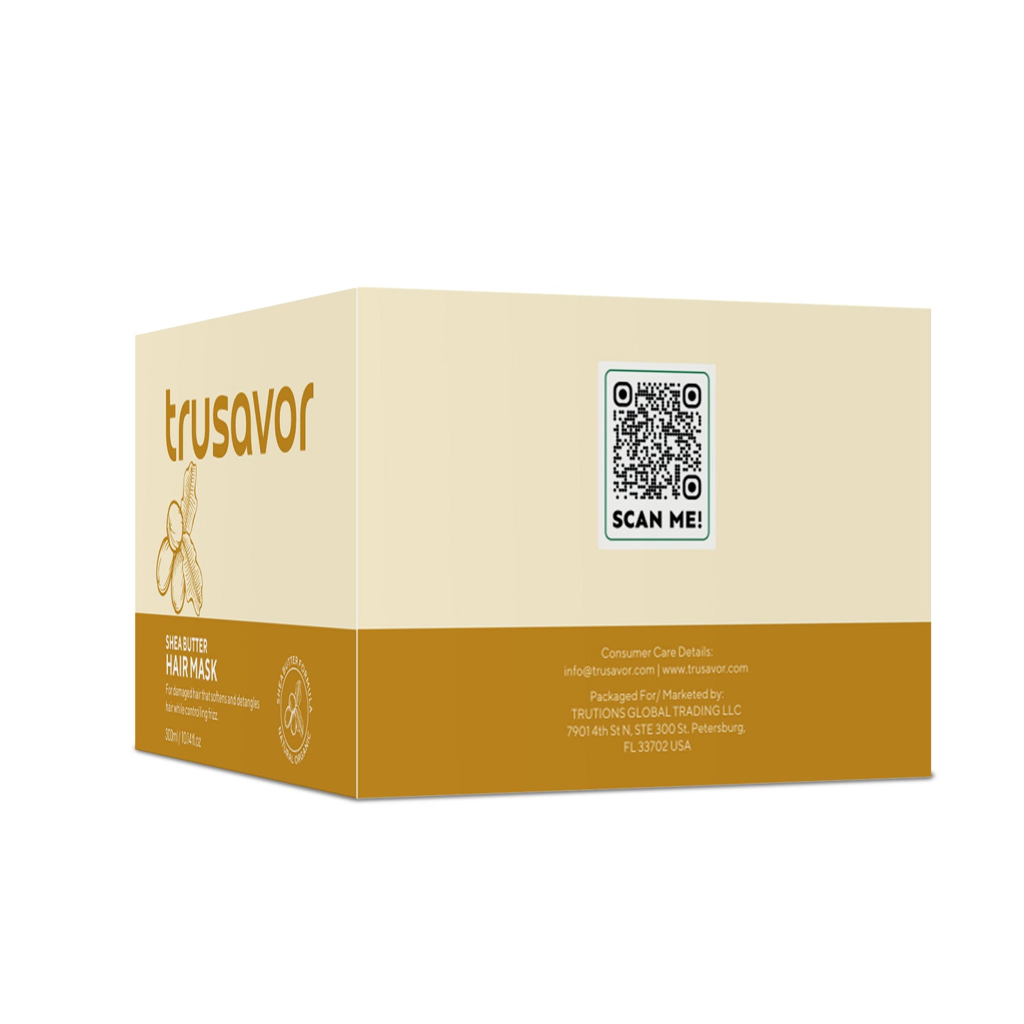 Trusavor Shea Butter Hair Mask, Nourishing Treatment for Damaged Hair, Frizz Control, 300ml