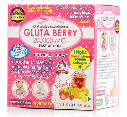GLuta Berry Superfruit Drink Mix - 20,000mg Antioxidant Blend (10 Sachets) | Vitamin C + Berry